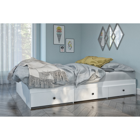 Bestar Mira Full Platform Storage Bed, White 109221-000017